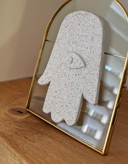 Handmade Terrazzo Hamsa In Gold Frame