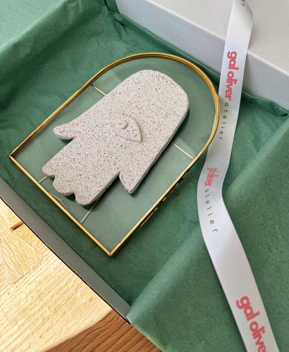 Handmade Terrazzo Hamsa In Gold Frame