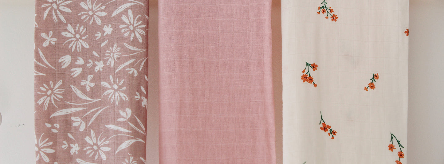 Blush Blossom Muslin Trio